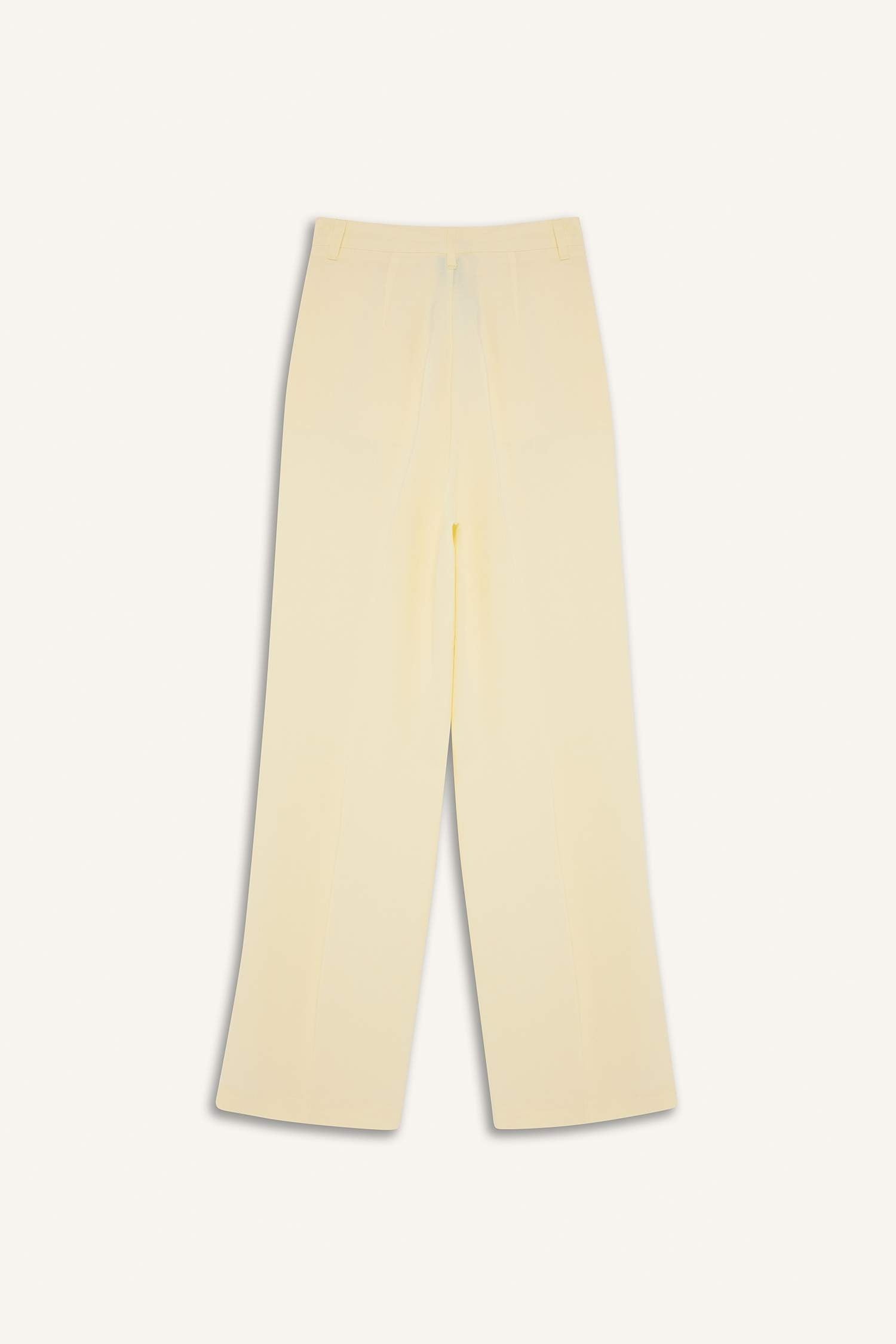 High Waist Straight Fit Linen Fabric Trousers