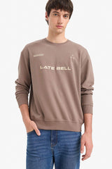 100% Cotton Boxy Fit Crew Neck Embroidered Sweatshirt