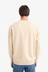 Boxy Fit Relaxed Cut Crew Neck Button-Down Sweatshirt