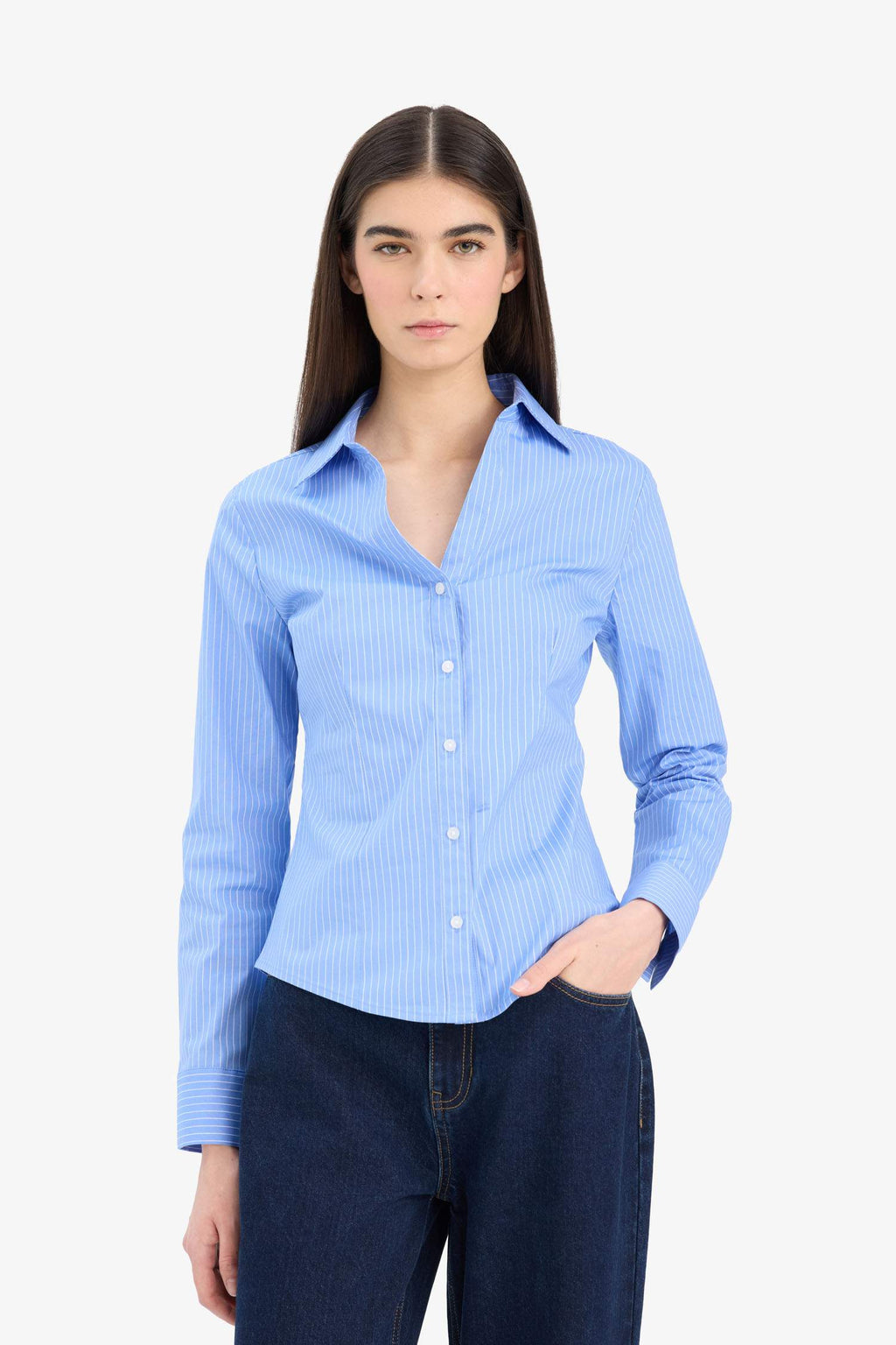 Bengaline long sleeve fitted shirt