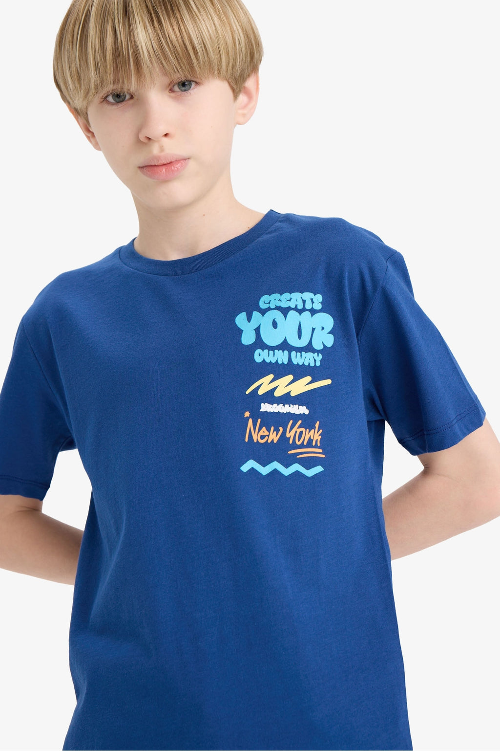 Boys Crew Neck Printed Short Sleeve T-Shirt