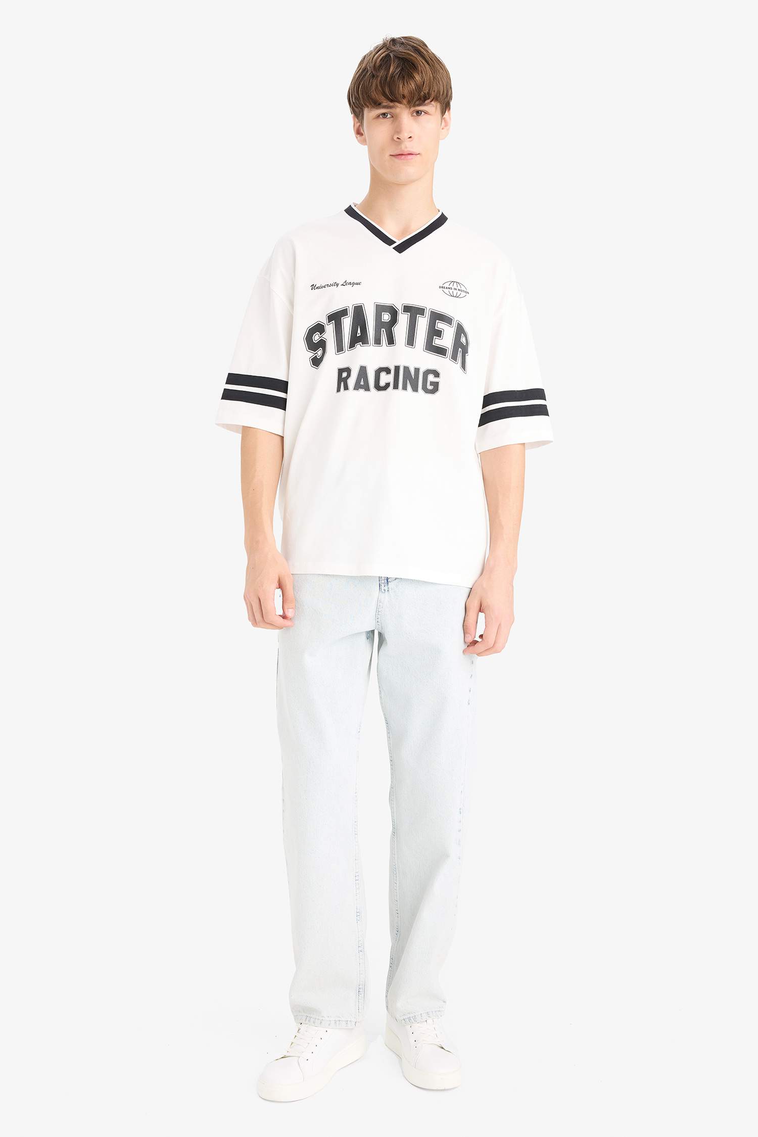 Loose Fit Crew Neck Printed Short Sleeve T-Shirt