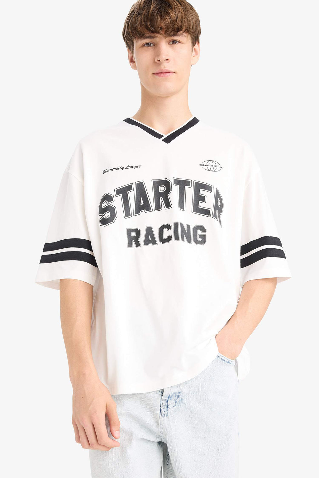 Loose Fit Crew Neck Printed Short Sleeve T-Shirt