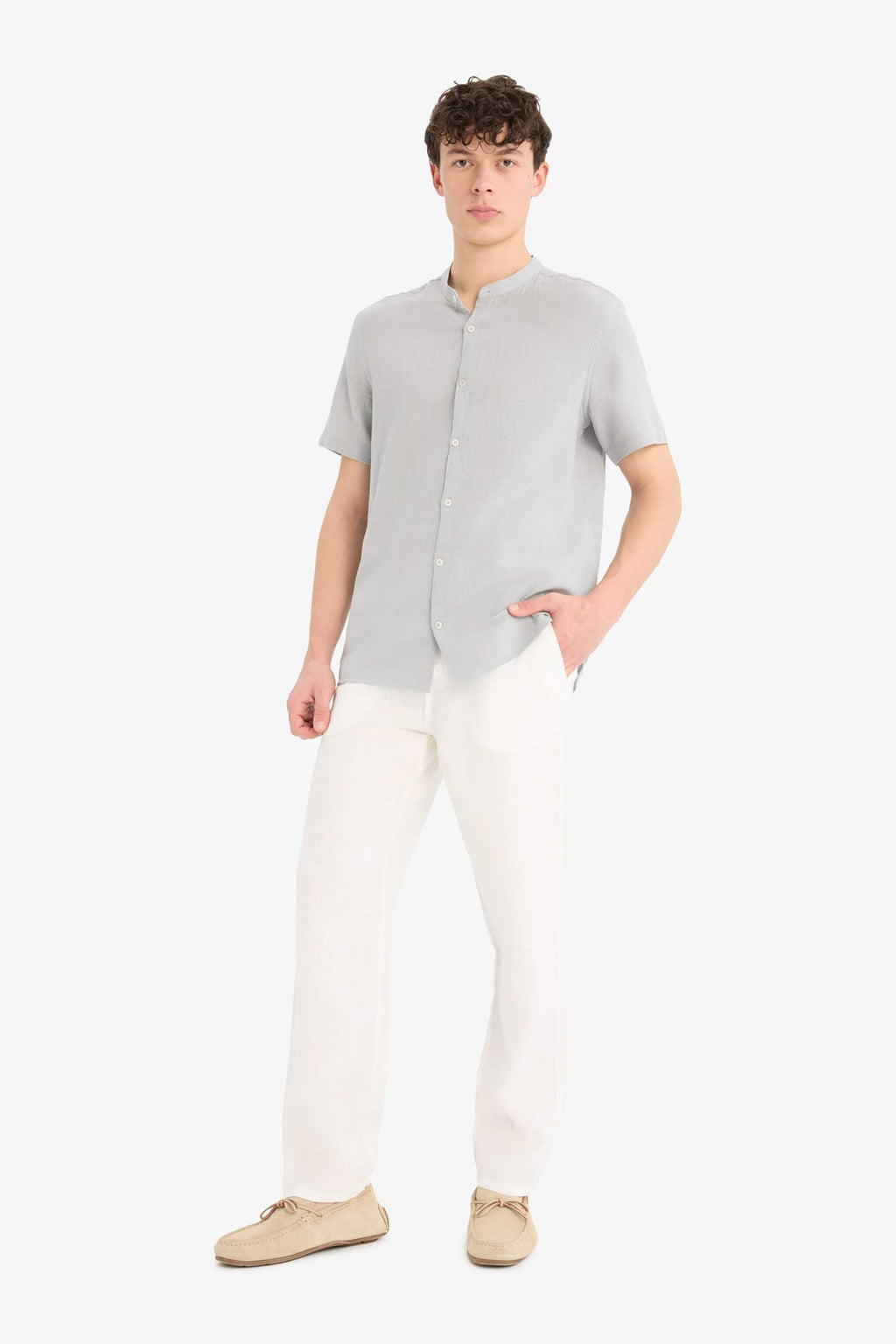 Regular Fit Polo Collar Cotton Shirt