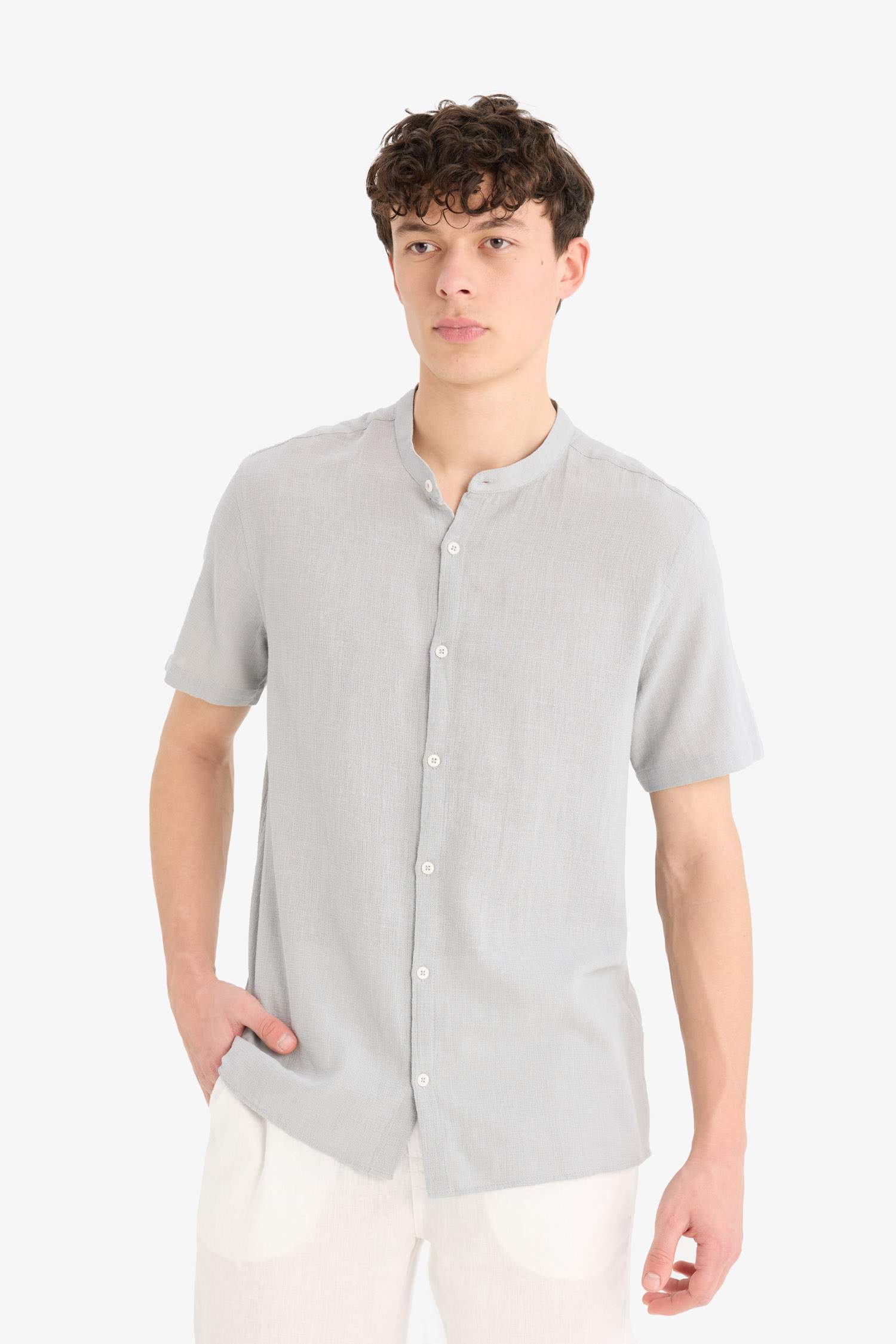 Regular Fit Polo Collar Cotton Shirt