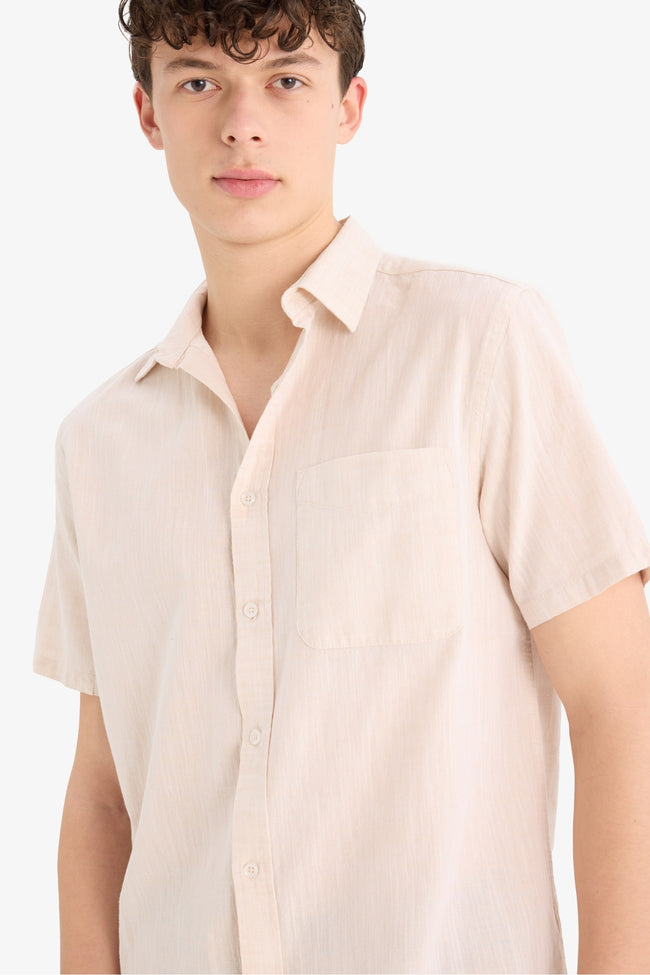 Regular Fit Polo Collar Cotton Shirt Hover Image