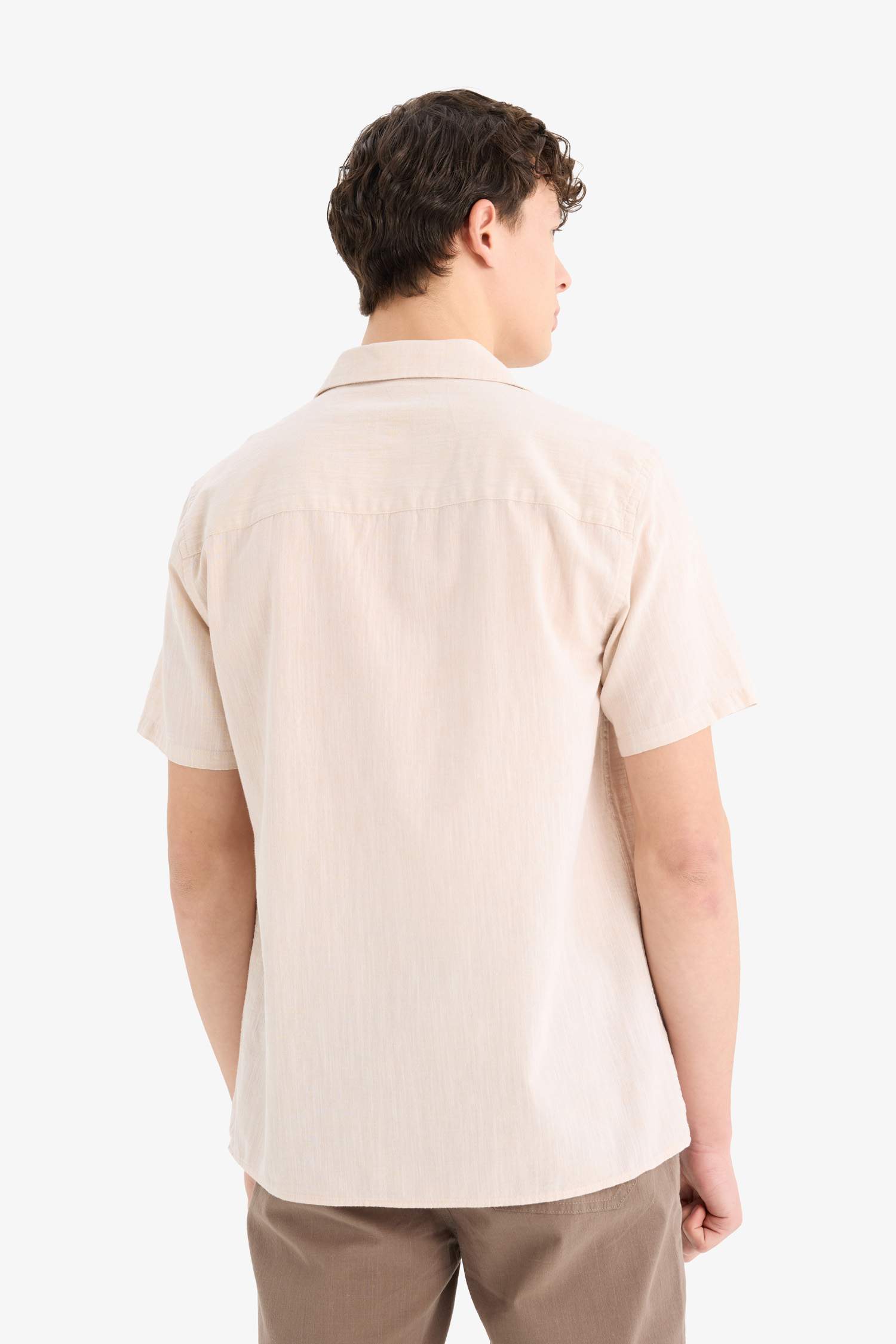 Regular Fit Polo Collar Cotton Shirt