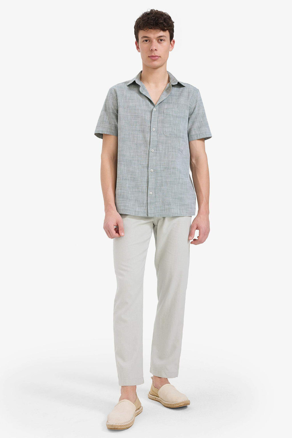 Regular Fit Polo Collar Cotton Shirt