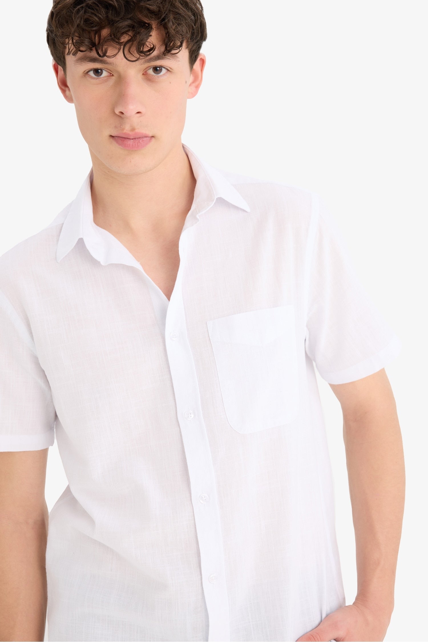 Regular Fit Polo Collar Cotton Shirt