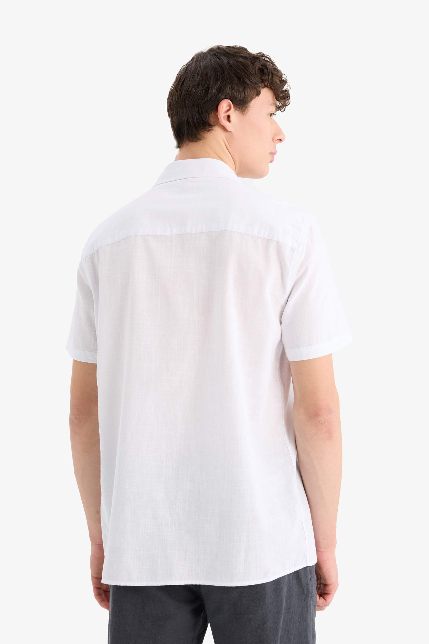 Regular Fit Polo Collar Cotton Shirt