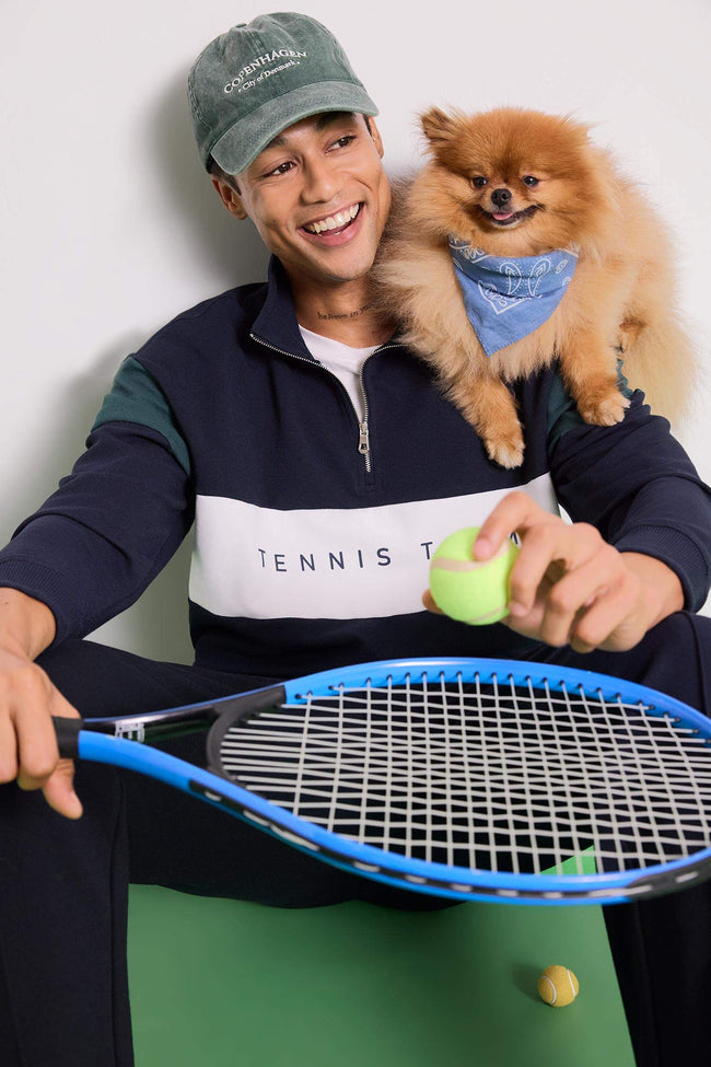 Boxy Fit Stand Collar Half Zippered Sports Sweatshirt Hover Image