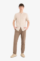 Regular Fit Stand-up Collar Cotton Shirt