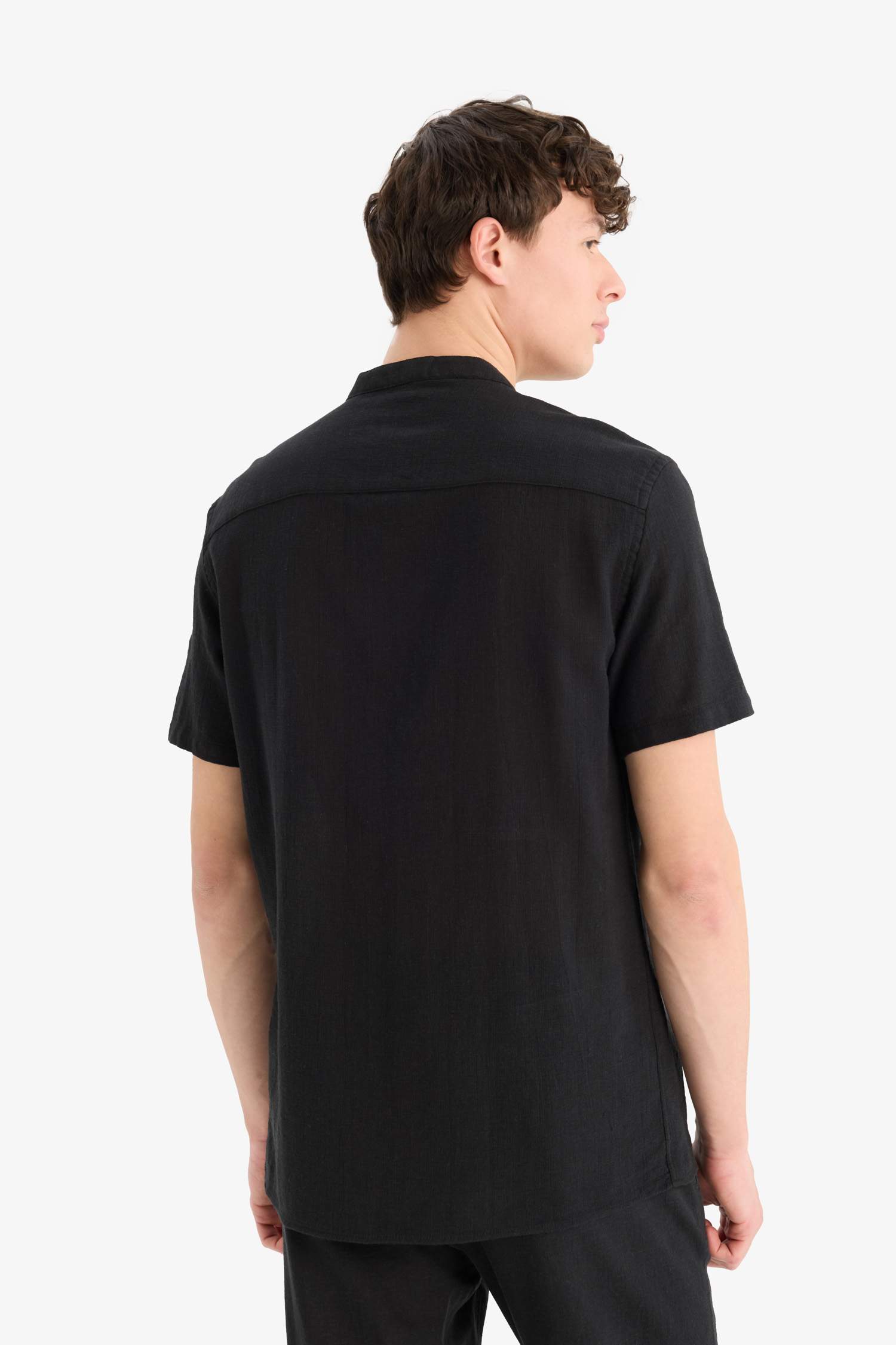 Regular Fit Stand-up Collar Cotton Shirt