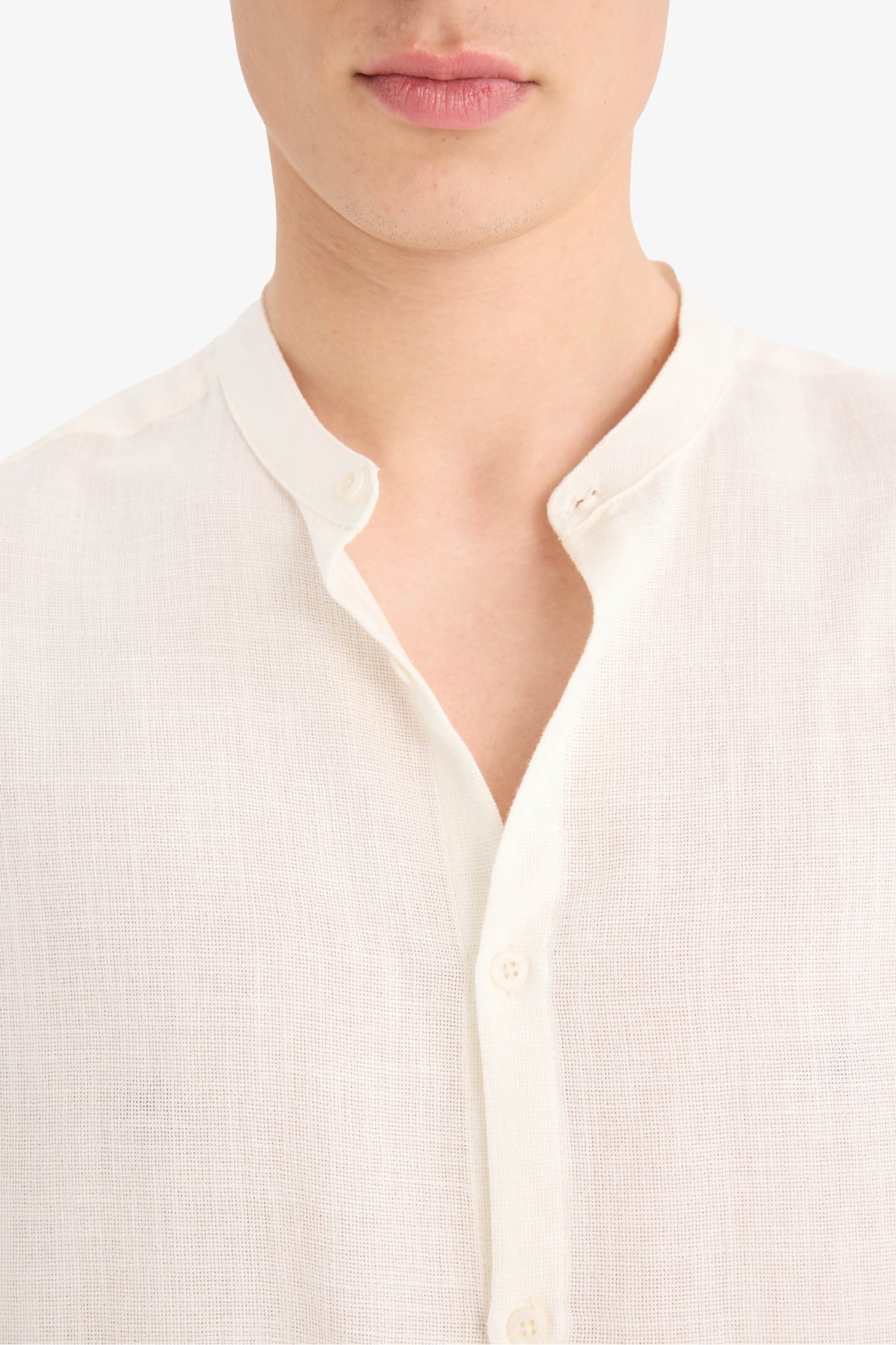 Regular Fit Stand-up Collar Cotton Shirt