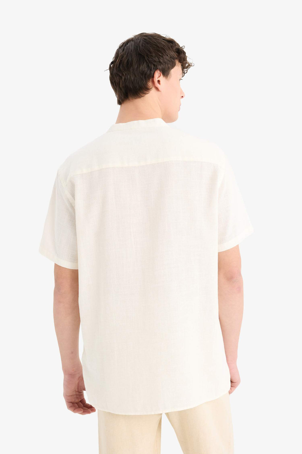 Regular Fit Stand-up Collar Cotton Shirt