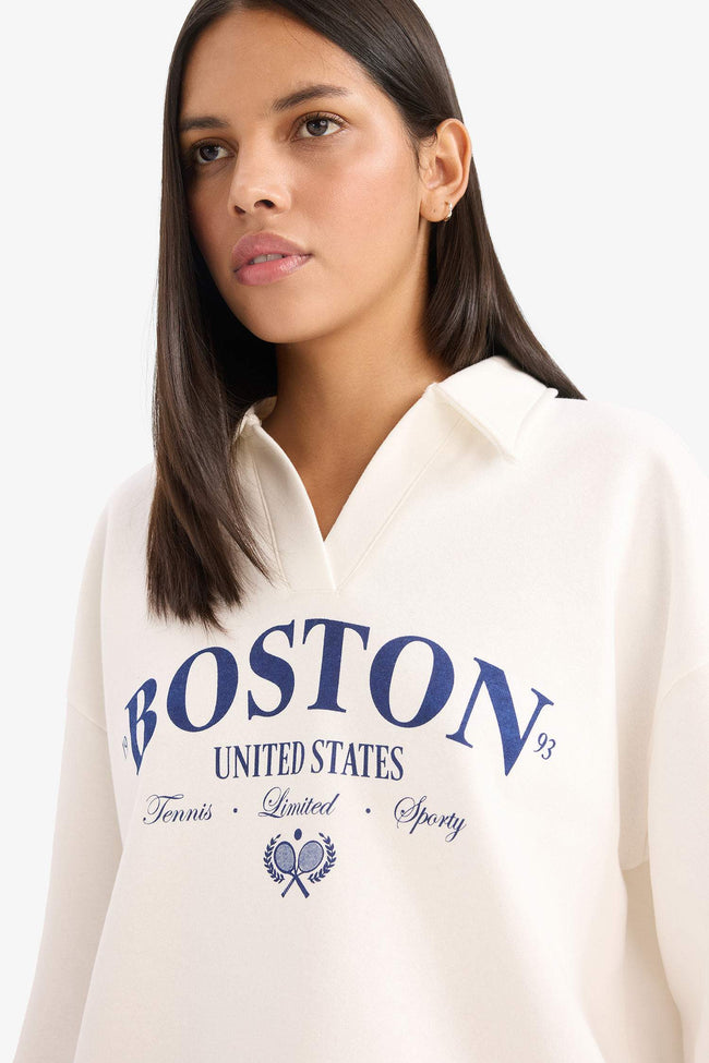 Relax Fit Printed Long Sleeve Sweatshirt Hover Image