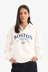 Relax Fit Printed Long Sleeve Sweatshirt