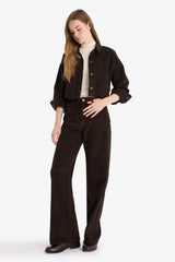 Wide Leg corduroy trousers with zip, regular waist and regular length