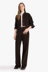 Wide Leg corduroy trousers with zip, regular waist and regular length
