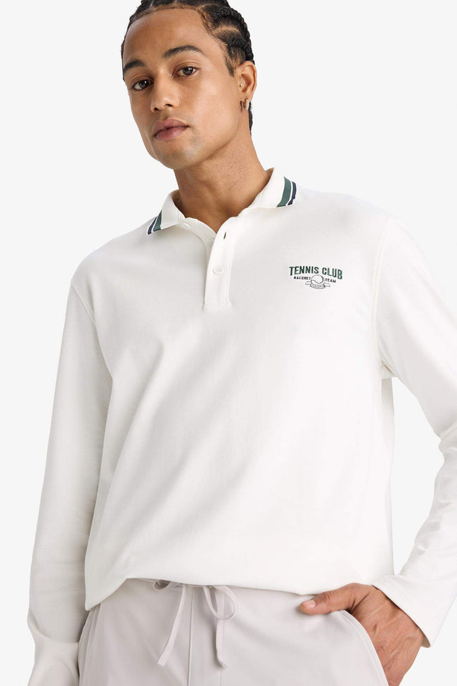 DeFactoFit Standard Fit Polo Neck Printed Sports T-Shirt Main Image