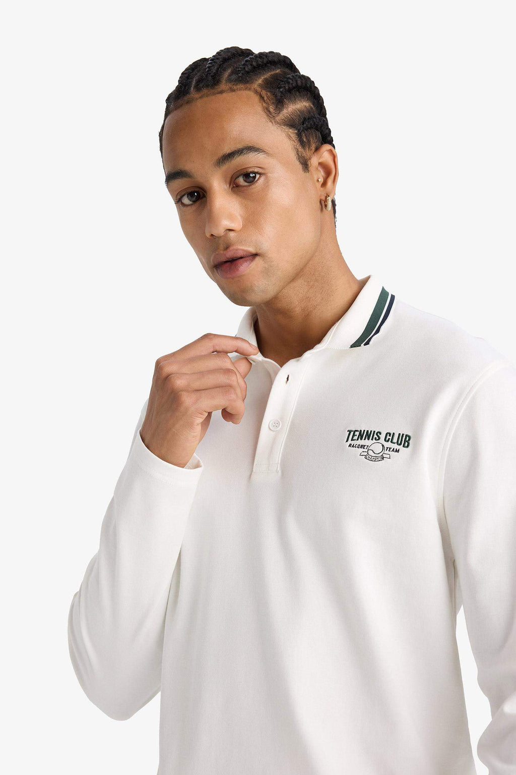 DeFactoFit Standard Fit Polo Neck Printed Sports T-Shirt