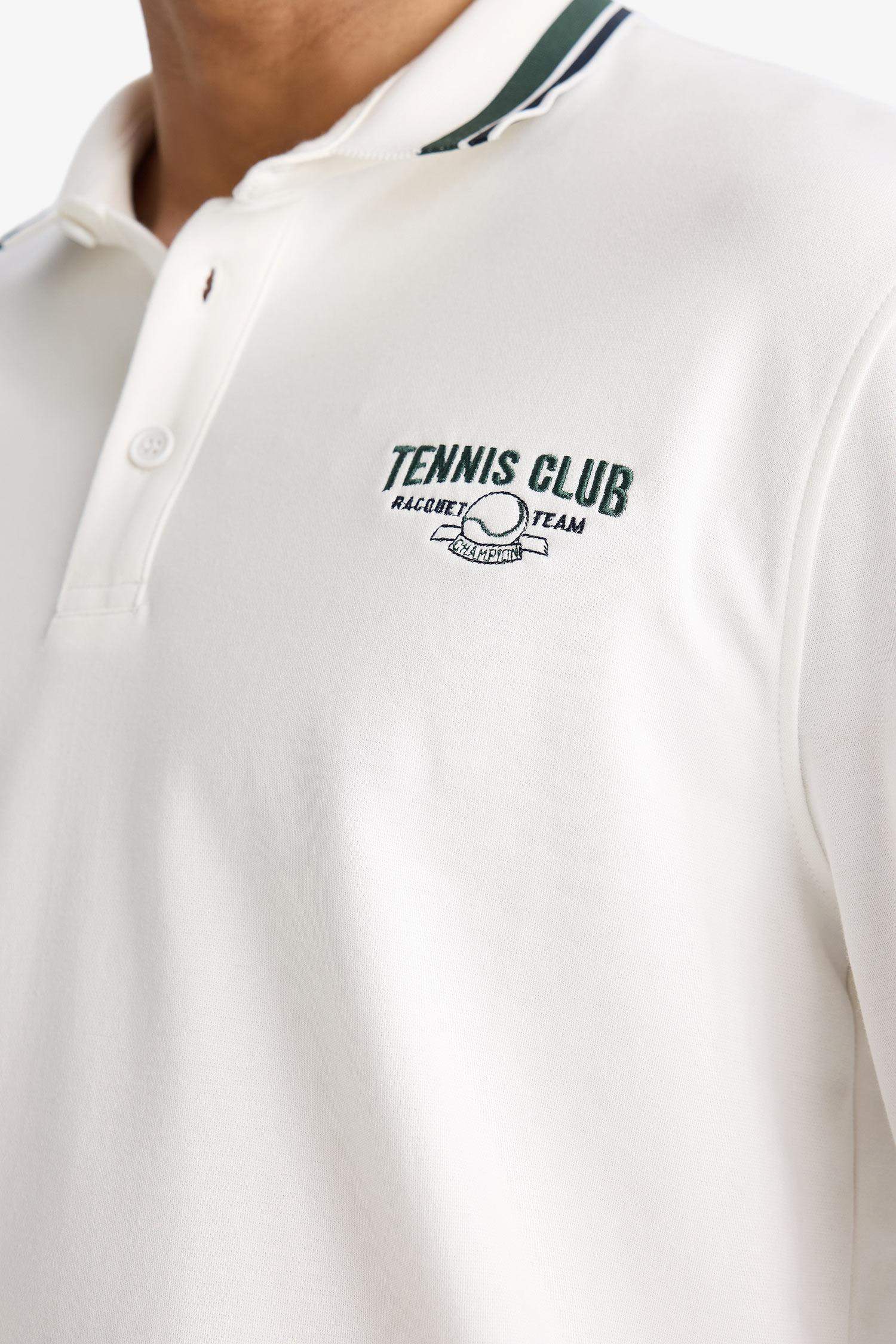 DeFactoFit Standard Fit Polo Neck Printed Sports T-Shirt