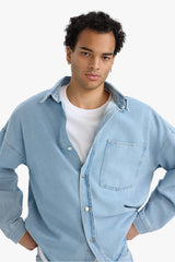 Oversize Wide Fit Denim Long Sleeve Shirt