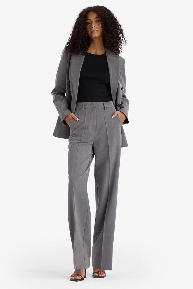 Straight Fit High Waist Crop Belted Trousers Main Image