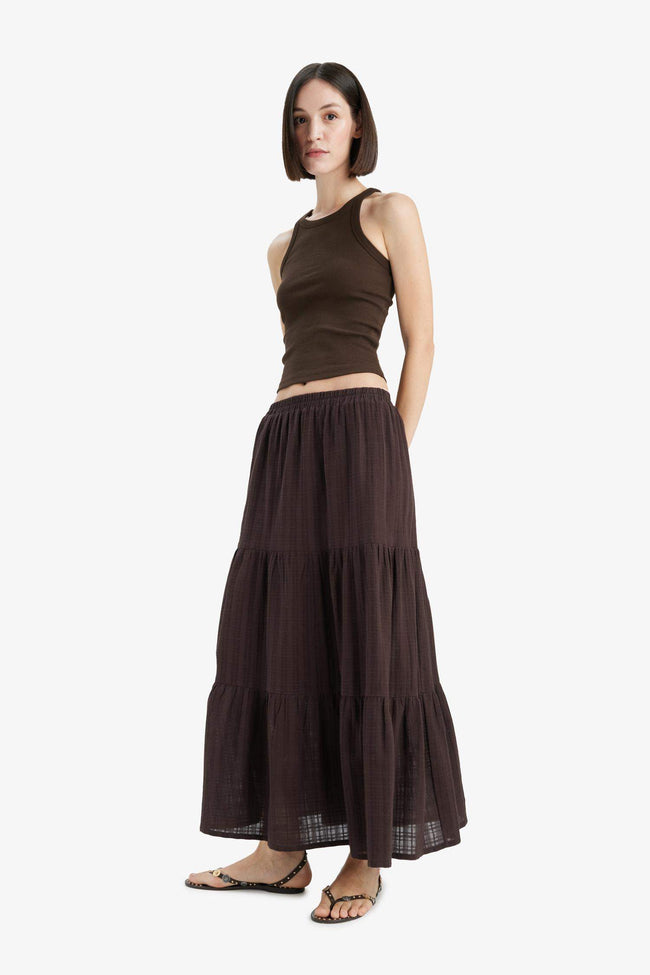 Textured cotton-lined maxi skirt with a regular fit Hover Image