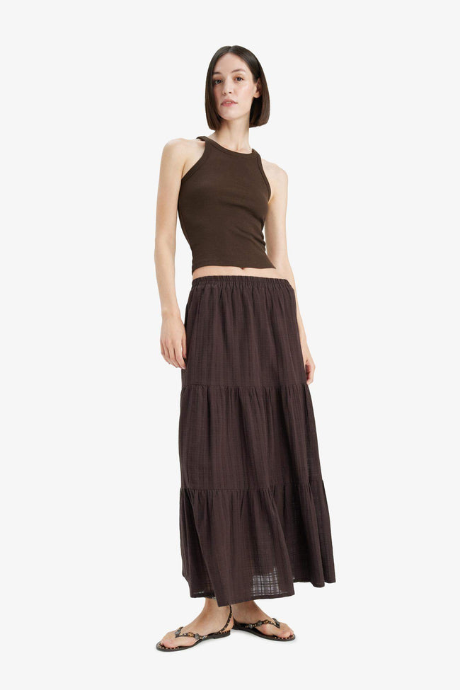 Textured cotton-lined maxi skirt with a regular fit Main Image