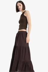 Textured cotton-lined maxi skirt with a regular fit