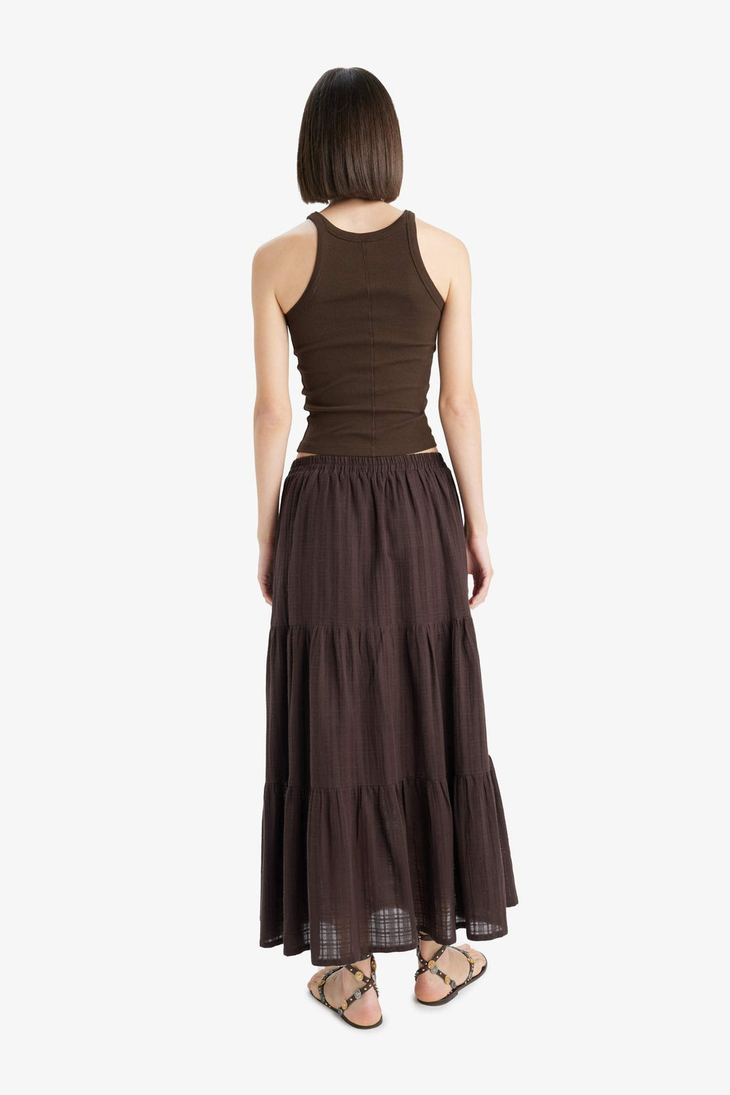 Textured cotton-lined maxi skirt with a regular fit