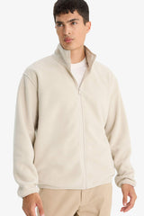 Relax Fit Half Turtleneck Zip-Up Fleece Cardigan
