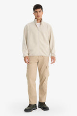 Relax Fit Half Turtleneck Zip-Up Fleece Cardigan