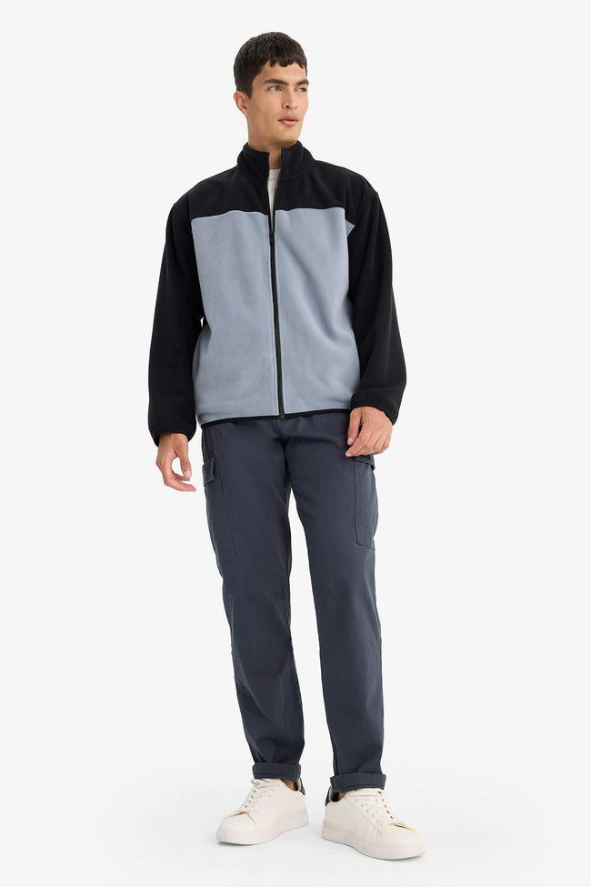 Relax Fit Half Turtleneck Zip-Up Fleece Cardigan Main Image