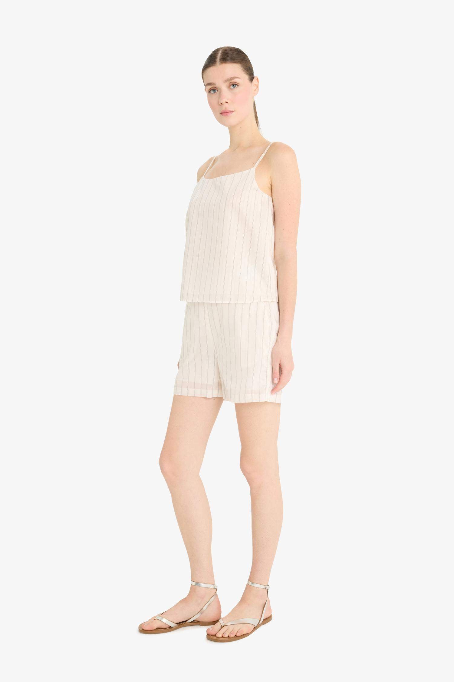 High Waist Pocketed Straight Leg Shorts