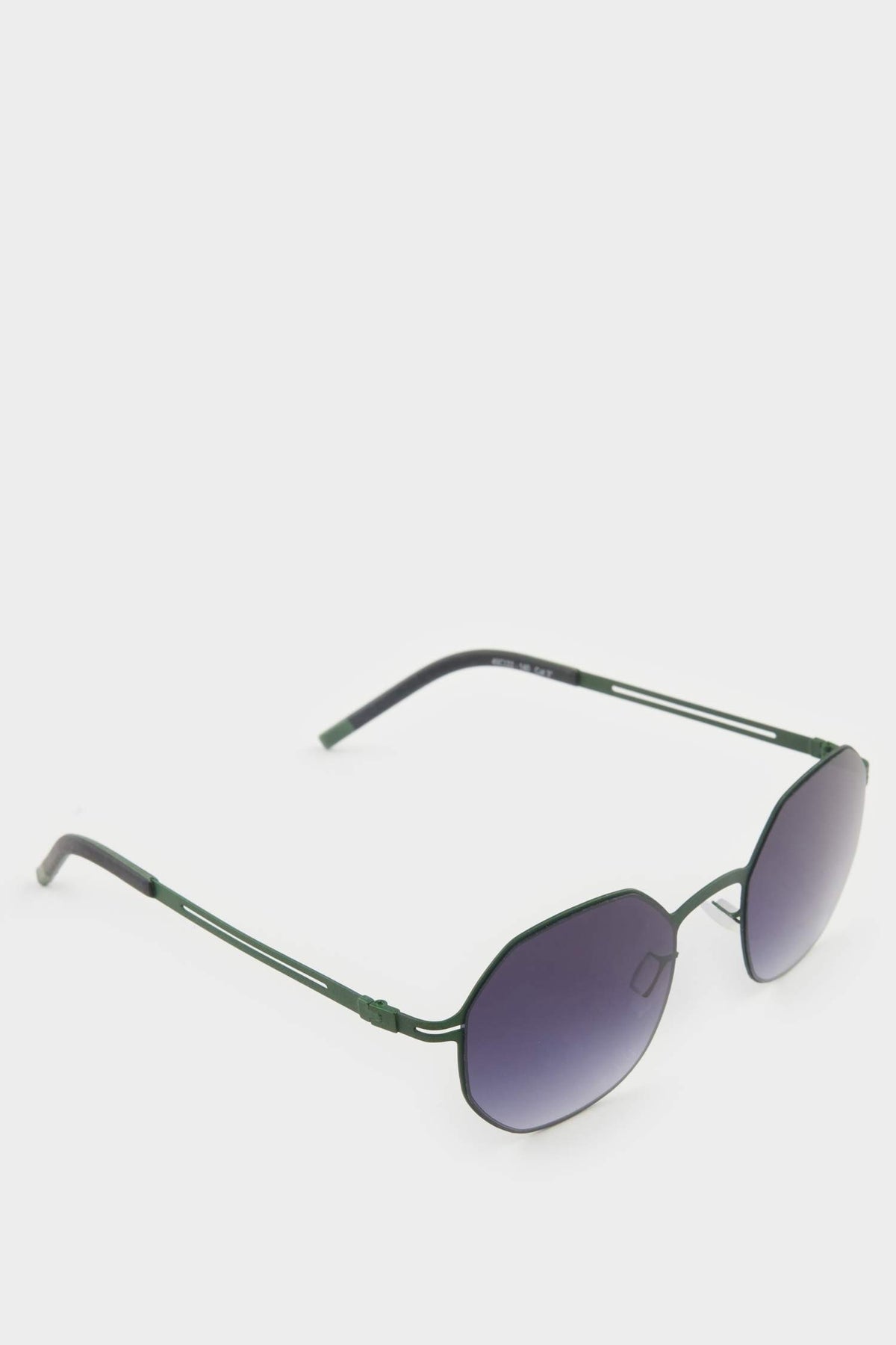 Men's Hexagonal Green Metal Frame Smoked Lens UV Sunglasses