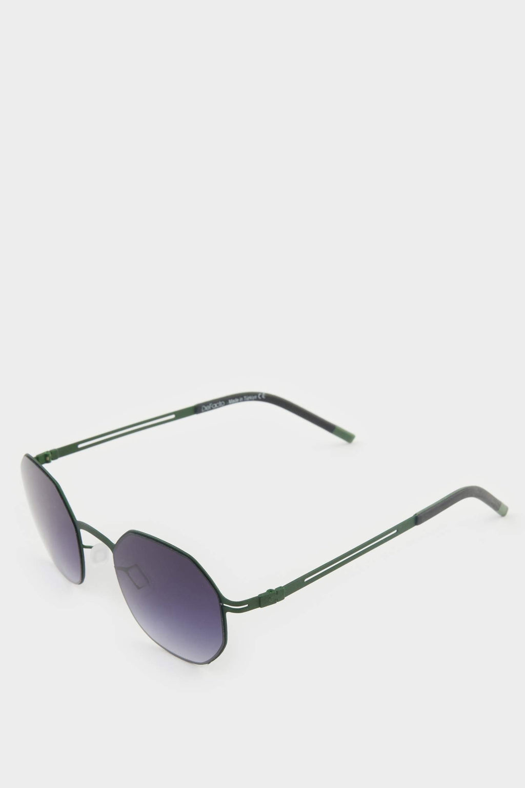 Men's Hexagonal Green Metal Frame Smoked Lens UV Sunglasses