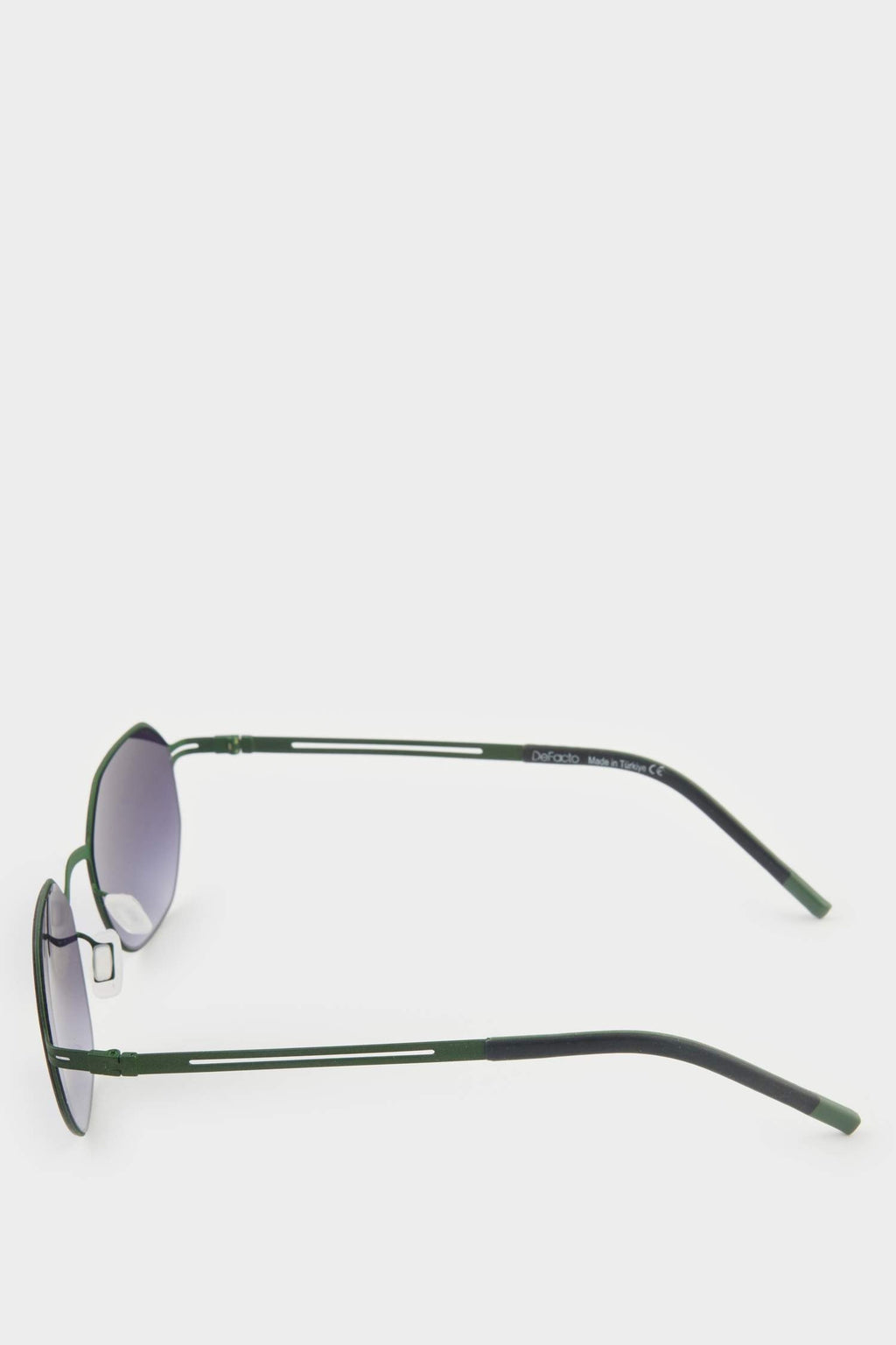 Men's Hexagonal Green Metal Frame Smoked Lens UV Sunglasses
