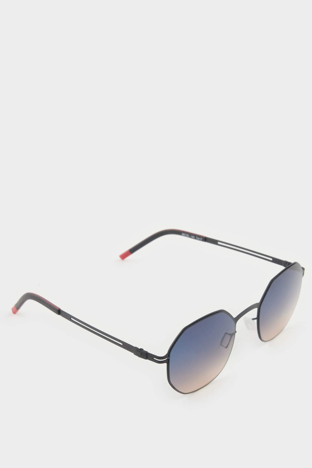 Men's Hexagonal Green Metal Frame Smoked Lens UV Sunglasses