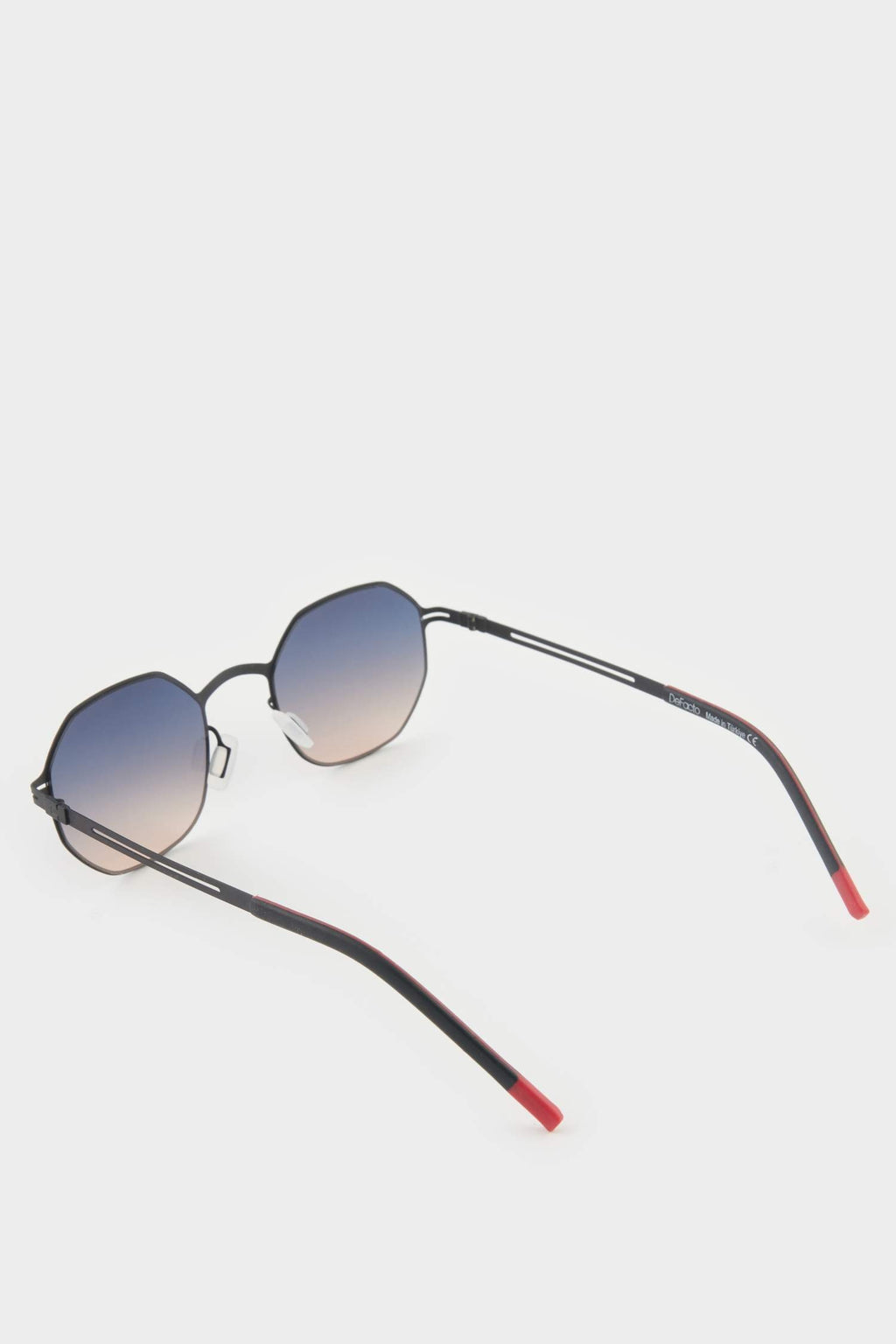 Men's Hexagonal Green Metal Frame Smoked Lens UV Sunglasses