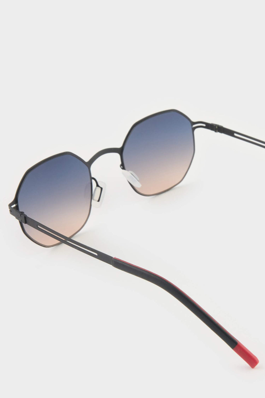 Men's Hexagonal Green Metal Frame Smoked Lens UV Sunglasses