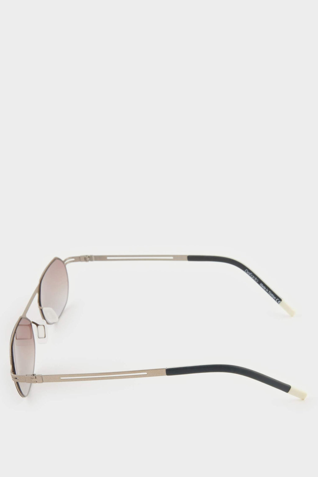 Men's Small Oval Beige Metal Frame Brown Lens UV Sunglasses