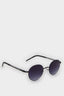 Men's Round Black Metal Frame Black Lens UV Sunglasses