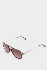 Men's Oval Large Clear Plastic Frame Brown Lens Polarized Sunglasses