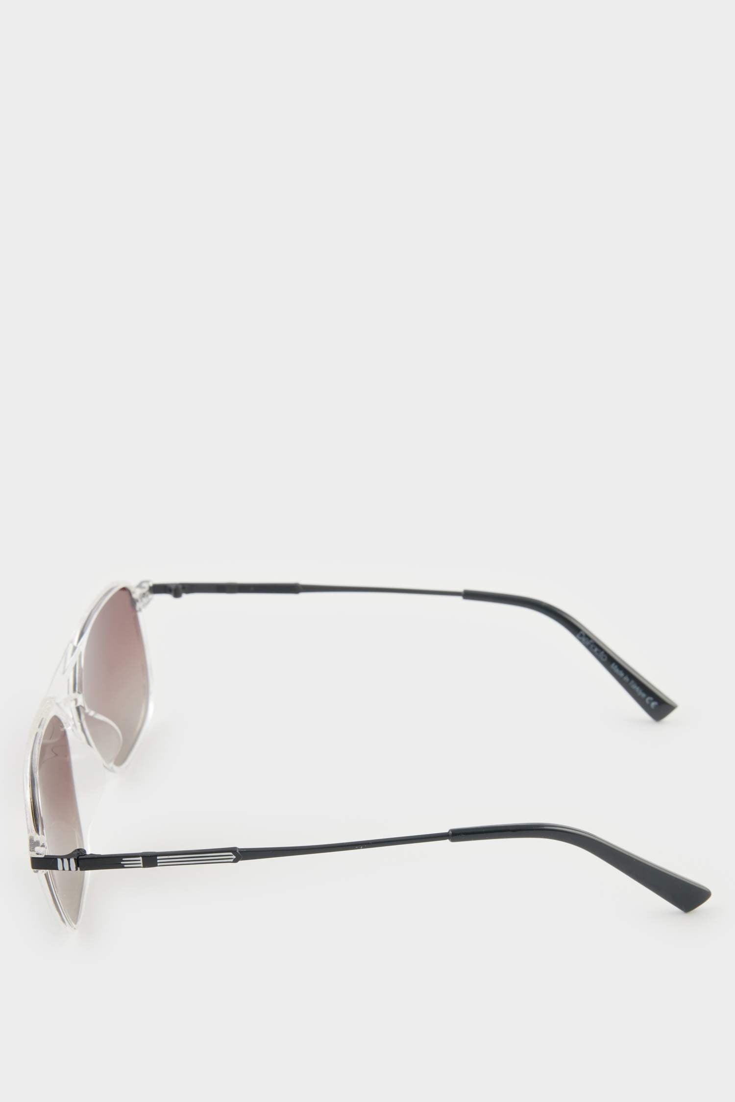 Men's Oval Large Clear Plastic Frame Brown Lens Polarized Sunglasses