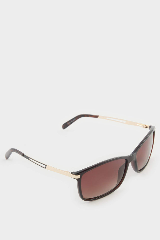 Men's Classic Brown Plastic Frame Brown Lens Polarized Sunglasses Hover Image