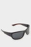 Men Oval Black Plastic Frame Black Glass Polarized Sunglasses