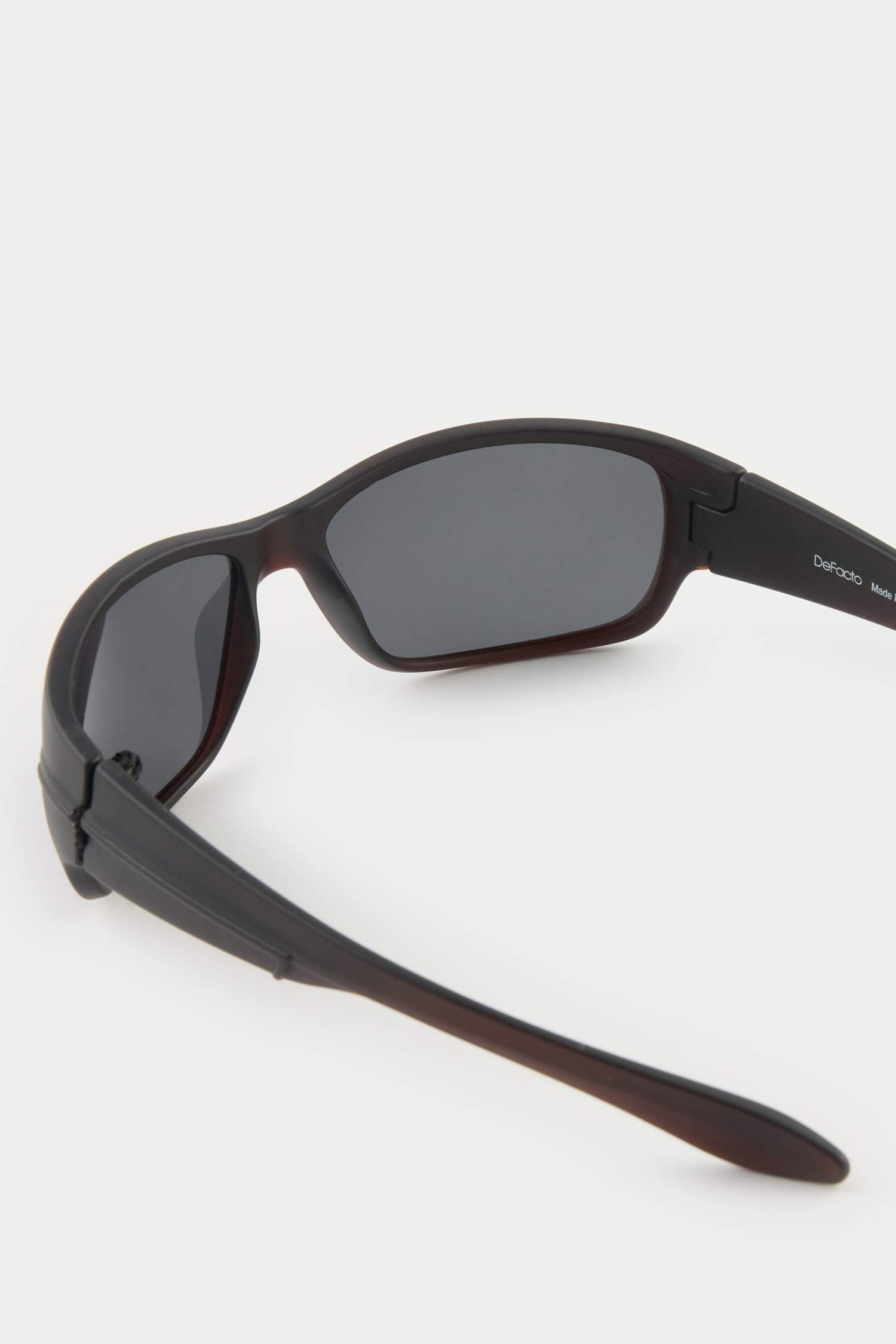 Men Oval Black Plastic Frame Black Glass Polarized Sunglasses