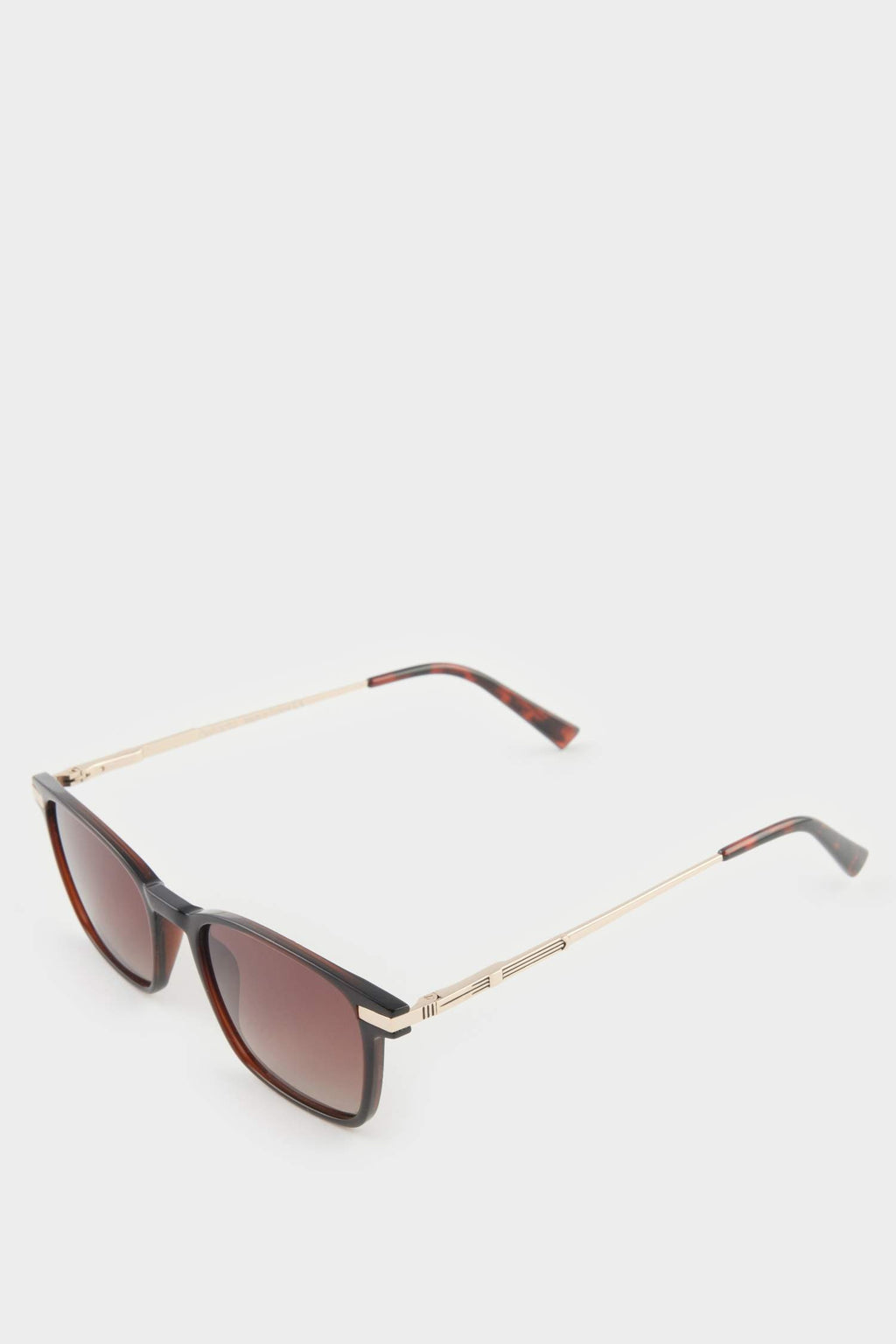 Men's Classic Square Brown Metal Frame Brown Lens Polarized Sunglasses